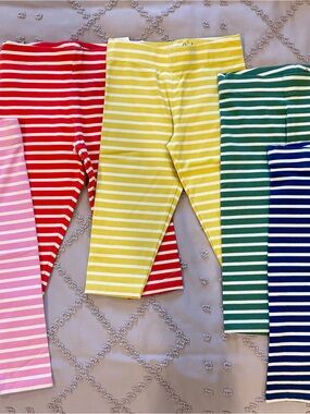 Boden Striped Kids Capri Leggings - Bright Multi Color Pack